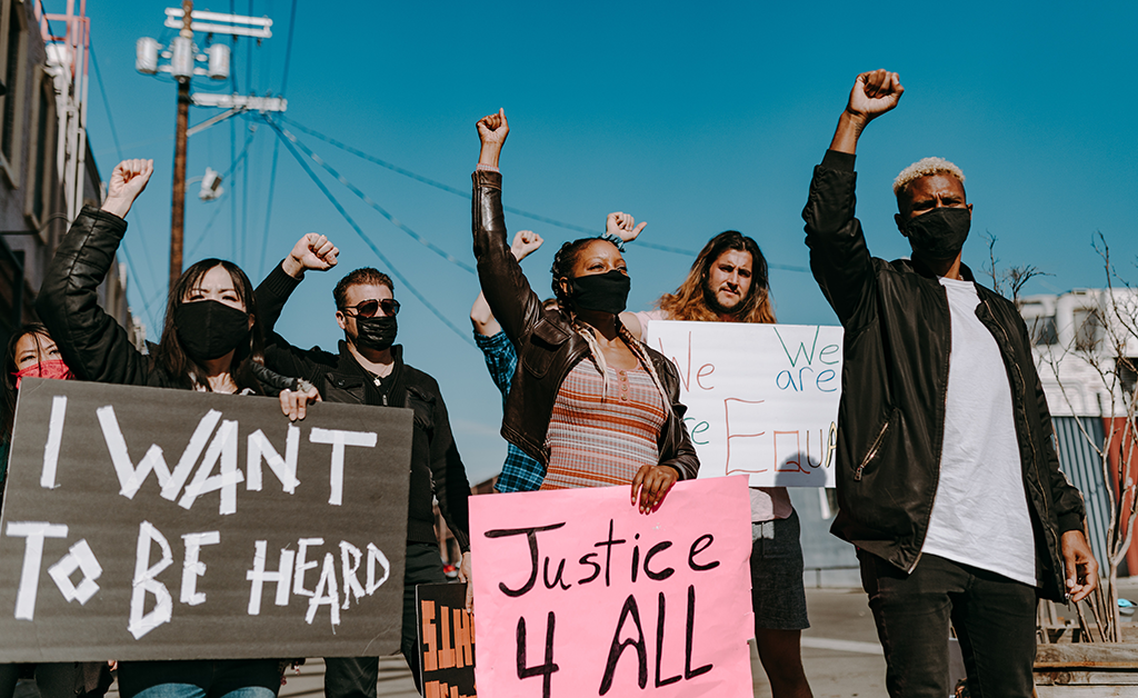 Ethnic people protesting for justice.